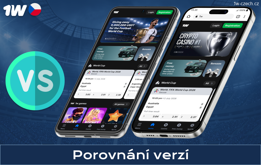 Porovnání verzí aplikace 1w Czech Republic